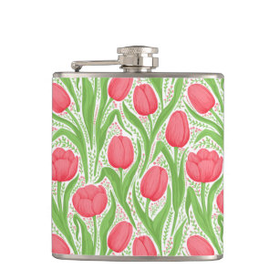 Flasques Tulipes en rouge et vert