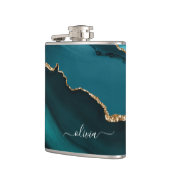 Flasques Turquoise Aqua Blue Green Agate Geode Gold Monogra (Gauche)