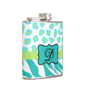 Flasques Turquoise Blanc Vert Zèbre Léopard Monogramme de p (Droite)
