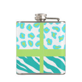 Flasques Turquoise Blanc Vert Zèbre Léopard Monogramme de p (Dos)