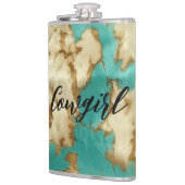 Flasques Turquoise Brown Cream Animal Cowhide Western (Gauche)