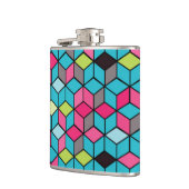 Flasques Turquoise et motif rose de cube (Gauche)