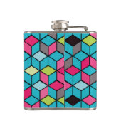 Flasques Turquoise et motif rose de cube (Dos)