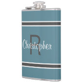 Flasques Turquoise Nom Personnalisé Monogramme Initiale Boi (Gauche)