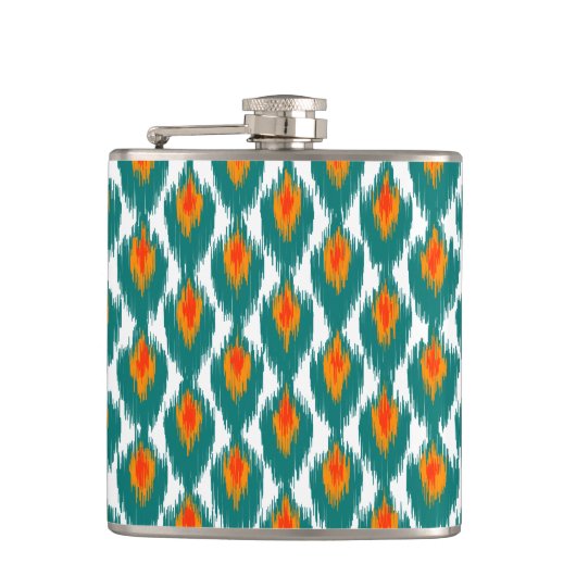 Flasques Turquoise Orange Abstrait Tribal Ikat Diamond Moti (Devant)
