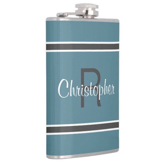 Flasques Turquoise Personnalisé Monogramme Nom Boisson Init (Droite)