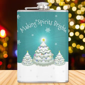 Flasques Turquoise Snowy Christmas Tree Flask