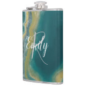 Flasques Turquoise vert Agate marbre Nom Abstrait Monogramm (Gauche)