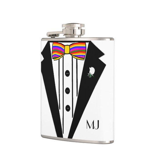 Flasques Tuxedo Avec Rainbow Bow Cravate Mariage (Gauche)