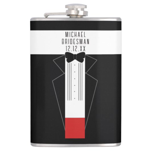 Flasques Tuxedo Bow Cravate Groomsmen Bridesmen Mariage Fla (Devant)