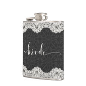 Flasques Typographie en cuir noir, dentelle blanche et mari (Gauche)