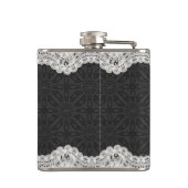 Flasques Typographie en cuir noir, dentelle blanche et mari (Dos)