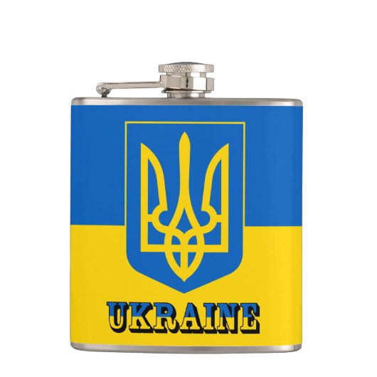Flasques Ukraine, Tryzub, Drapeau ukrainien / Armoiries (Devant)