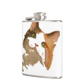 Flasques Un chat Calico Vert Portrait Artistique (Gauche)