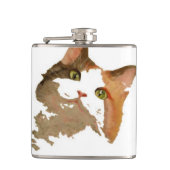 Flasques Un chat Calico Vert Portrait Artistique (Devant)