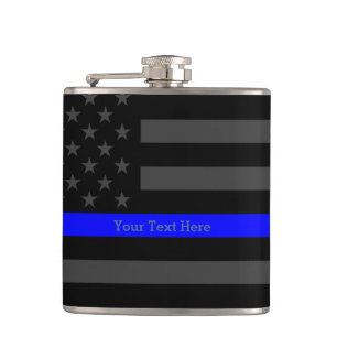 Flasques Un drapeau mince de Blue Line USA que votre texte