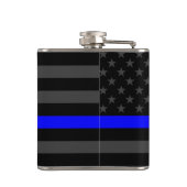 Flasques Un drapeau mince de Blue Line USA que votre texte (Dos)