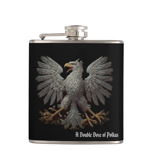 Flasques Une double dose de polkas flask enveloppée de viny (Devant)