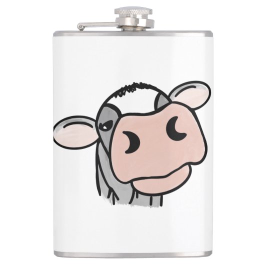Flasques vache de dessin animé noir blanc rose baiser gris (Devant)