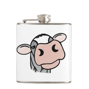 Flasques vache de dessin animé noir blanc rose baiser gris