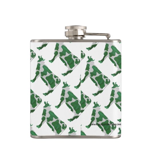 Flasques Vache Silhouette verte et blanche (Dos)