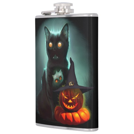 Flasques Vampire Chat et Assistant Citrouille Halloween Sur (Gauche)