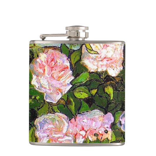 Flasques Van Gogh Vie morte avec des roses roses roses (Devant)
