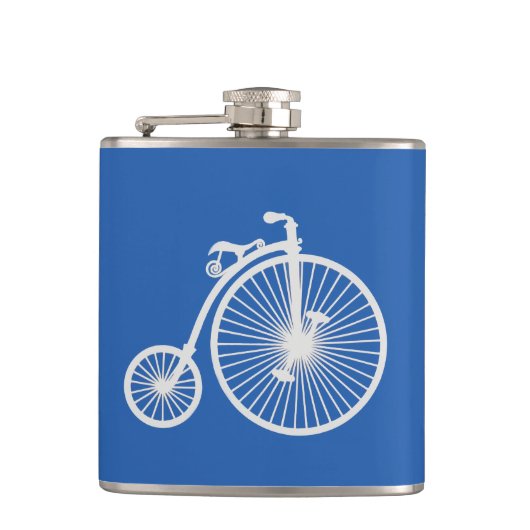 Flasques Vélo blanc vintage sur bleu (Devant)