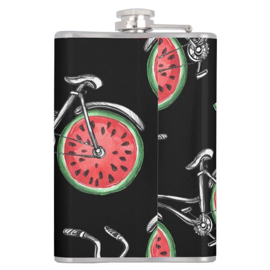 Flasques Vélos à roue de pastèque, motif d'été. (Dos)