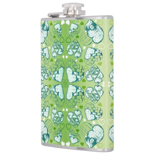 Flasques Vert et blanc Whimsical Romantique Coeurs motif (Gauche)