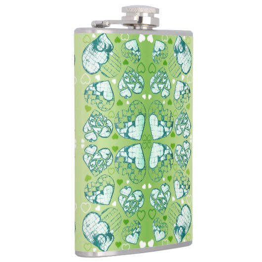 Flasques Vert et blanc Whimsical Romantique Coeurs motif (Droite)