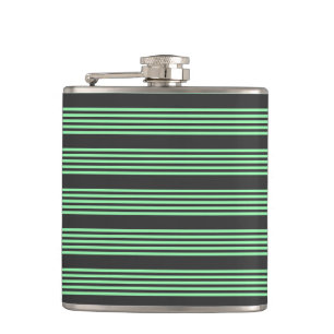 Flasques Vert et charbon de bois cinq bandes motif