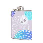 Flasques Vibrant Aqua Blue Random Mandala sur Monogramme ro (Gauche)