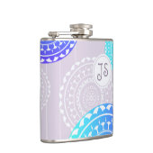 Flasques Vibrant Aqua Blue Random Mandala sur Monogramme ro (Droite)