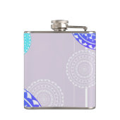 Flasques Vibrant Aqua Blue Random Mandala sur Monogramme ro (Dos)