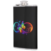 Flasques Vibrant infinity with rainbow butterfly on black (Gauche)
