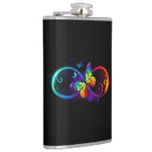 Flasques Vibrant infinity with rainbow butterfly on black (Droite)