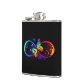 Flasques Vibrant infinity with rainbow butterfly on black (Gauche)