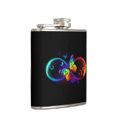 Flasques Vibrant infinity with rainbow butterfly on black (Droite)