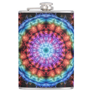 Flasques Vibrant Tie Dye Kaleidoscope Rainbow Mandala