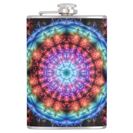Flasques Vibrant Tie Dye Kaleidoscope Rainbow Mandala (Devant)
