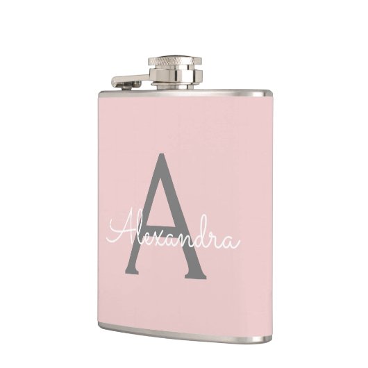 Flasques Vierge rose Gris Gris Gris Fille Script Nom Modern (Gauche)