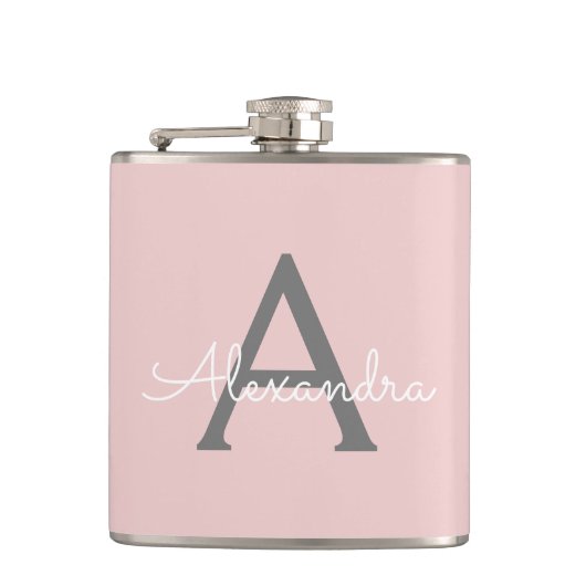 Flasques Vierge rose Gris Gris Gris Fille Script Nom Modern (Devant)