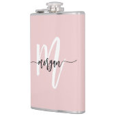 Flasques Vierge rose noir Monogramme Fille Bachelorette Par (Gauche)