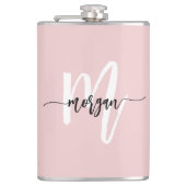 Flasques Vierge rose noir Monogramme Fille Bachelorette Par (Devant)
