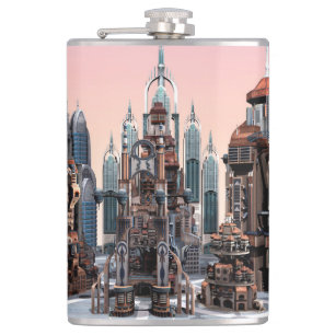 Flasques Ville de fantasy futuriste Art de la skyline de sc