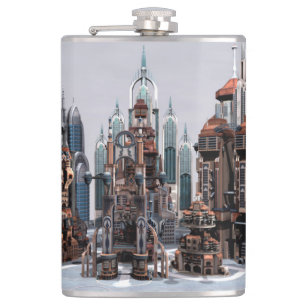 Flasques Ville de fantasy futuriste Art de la skyline de sc