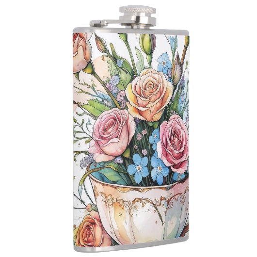 Flasques Vin floral Motif - Aquarelle douce Boho art (Droite)