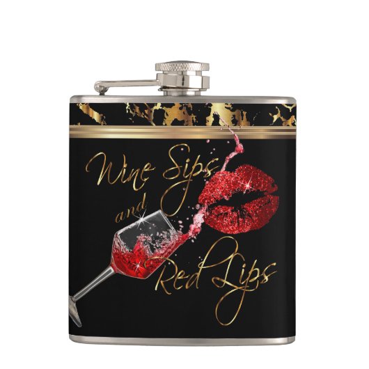 Flasques Vins et lèvres rouges (Devant)