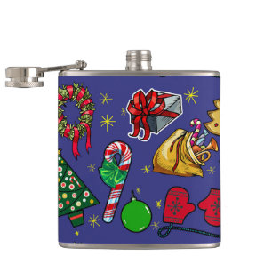 Flasques Vintage de Noël rétro couleur bleu rouge vert